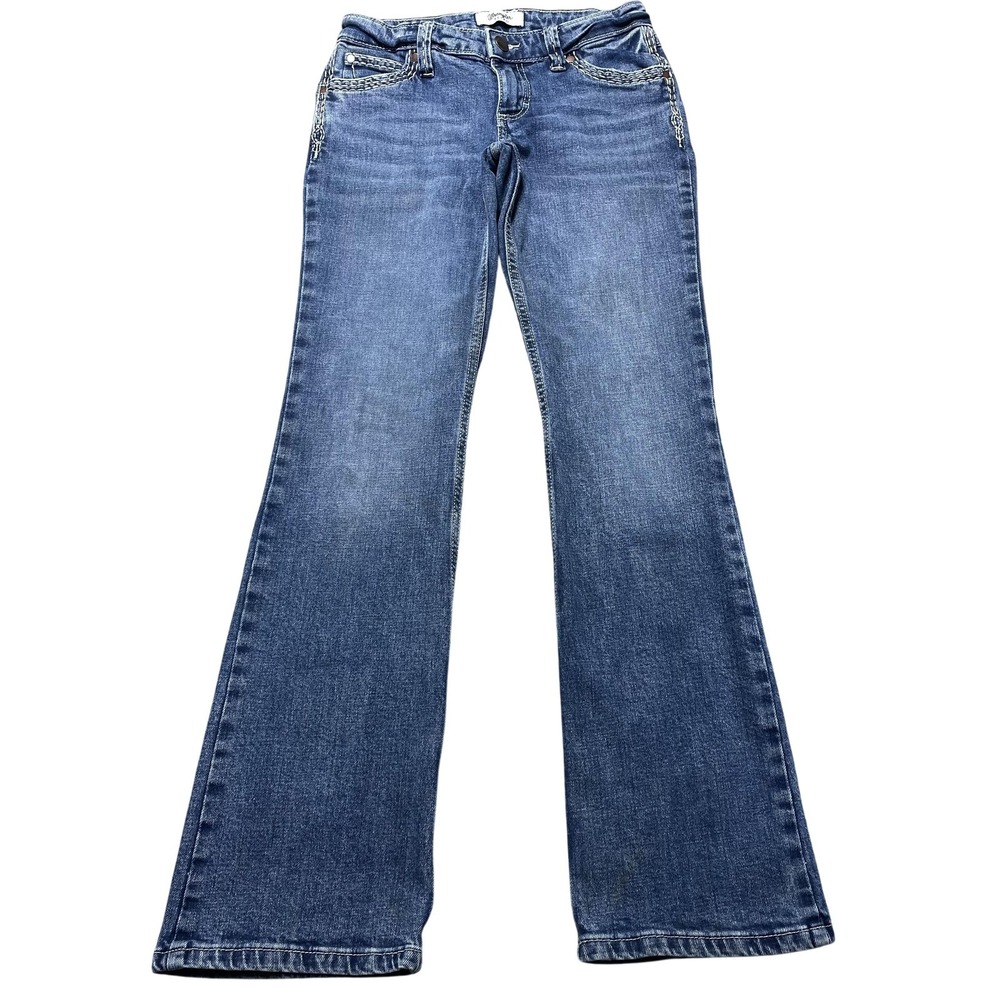 Wrangler Jeans Womens 0 Blue Medium Wash Low Rise Bootcut Stretch 28x32 Denim